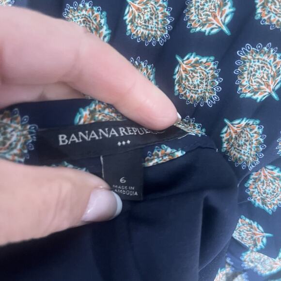 Banana Republic Skirt size 6 Navy Blue Orange Green Floral Sheer Maxi Pleated - Picture 10 of 10